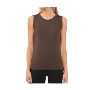 Halogen Back Keyhole Tank Top Grey Beluga Lightweight Knit Sleeveless Crewneck S